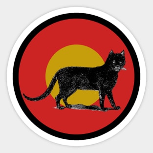 Halloween Black Cat, Signs and Symbols - Red, Ochre and Black Sticker